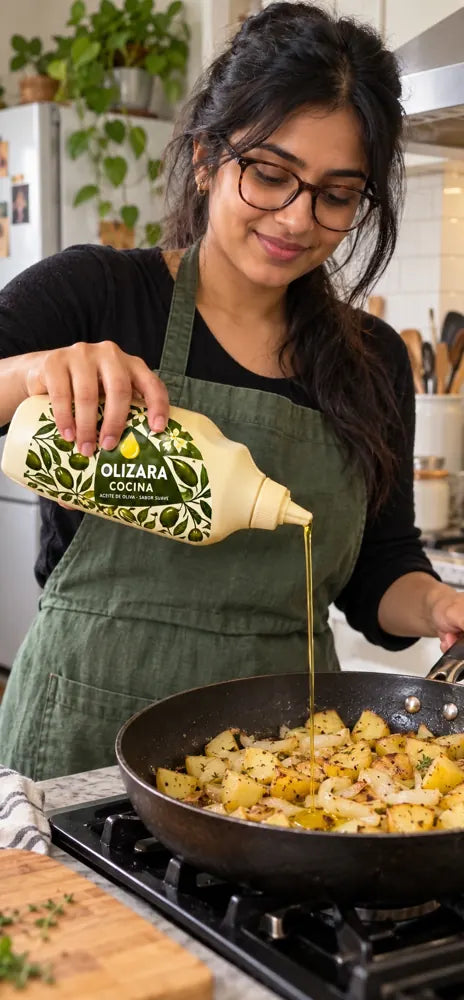 Escena creada con IA de un personaje con Cocina y comida