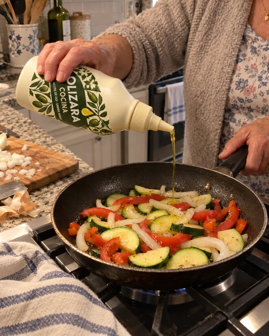 Escena de campaña creada con IA: Cocina en un momento cotidiano