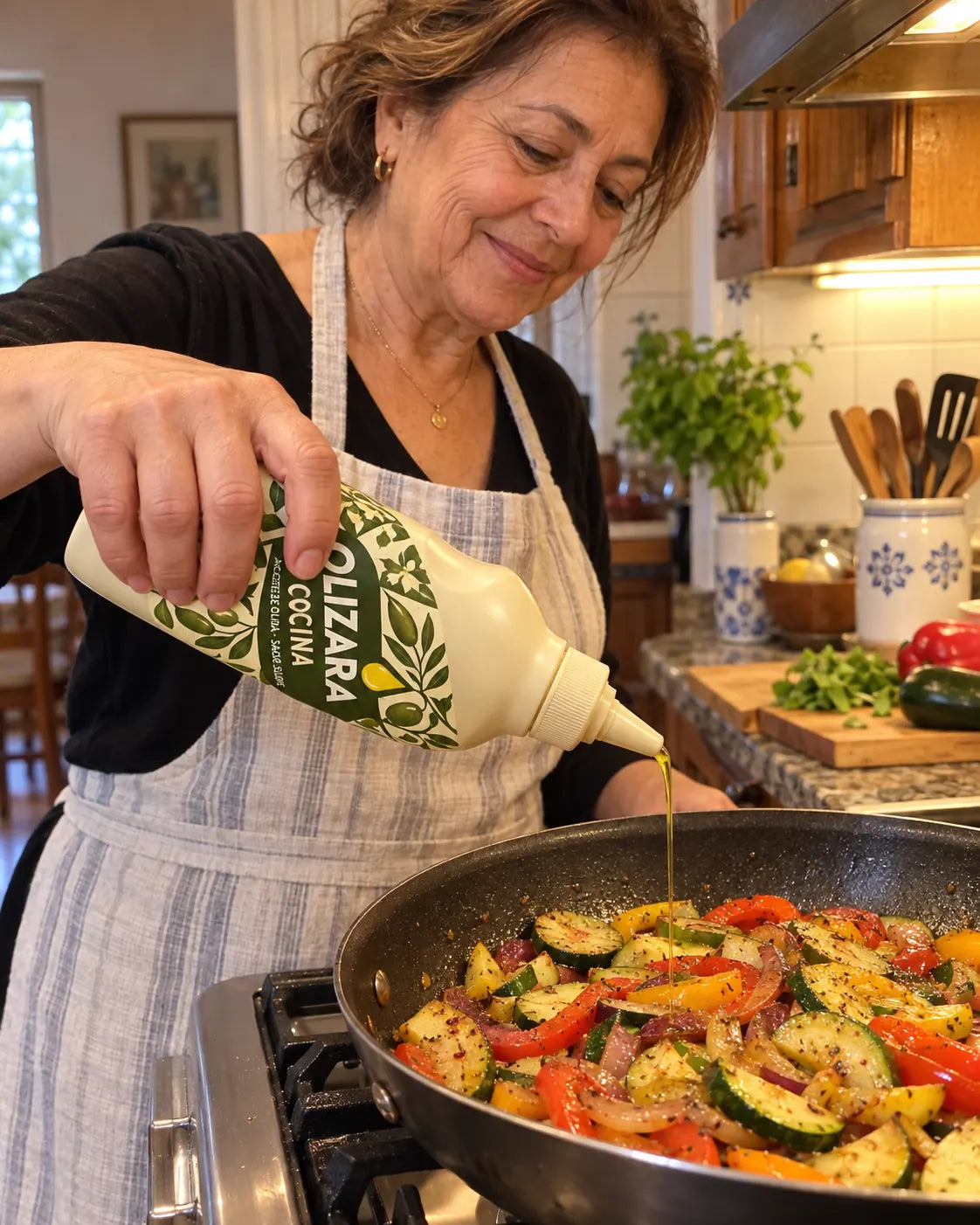 Escena promocional creada con IA, estilo foto de móvil, con Cocina y comida