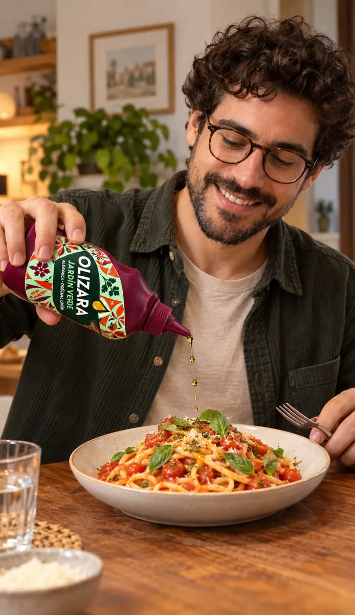 Escena promocional de Jardín Verde sobre pasta